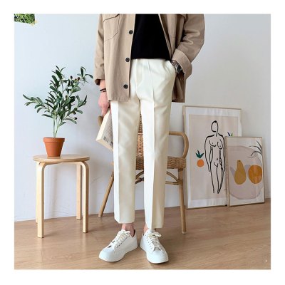 SUNTEK新款休闲裤男直筒宽松西裤韩版潮流垂感九分裤小脚锥形裤西裤