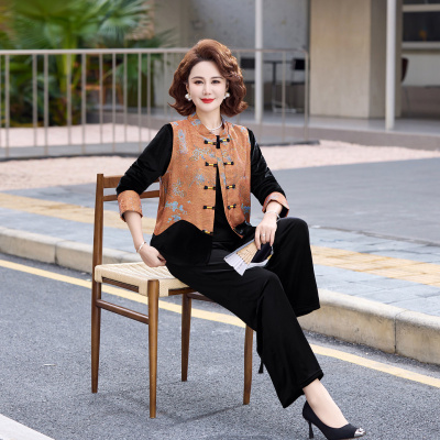 2026中老年女装国风40-60岁气质休闲妈妈装三件套女50岁中式春装