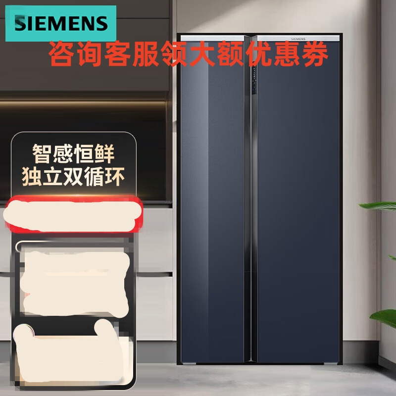 西门子 智感恒鲜 湖蕴蓝 637升 大容量对开门冰箱 KA99VA356C 动态恒温