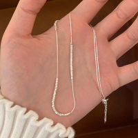 纯银拼接碎银子项链女款2025新款日常百搭叠戴锁骨链时尚银饰送女朋友老婆情人节七夕生日礼物