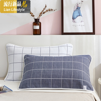 纱布6层枕巾一对装棉家用棉加厚四季单人简约成人通用枕头巾 三维工匠