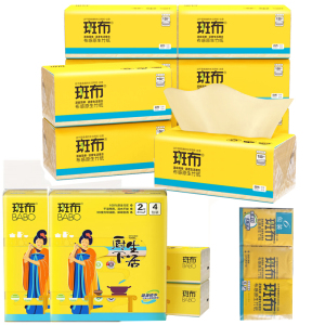 斑布(Babo)抽纸套组(抽纸150抽9包+厨房80抽*2提+手帕纸1条)/组