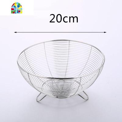 不锈钢水果篮蔬菜篮时尚创意多用篮洗菜篮大号沥水盆家用果篮加深 FENGHOU 直径:20cm高:9cm