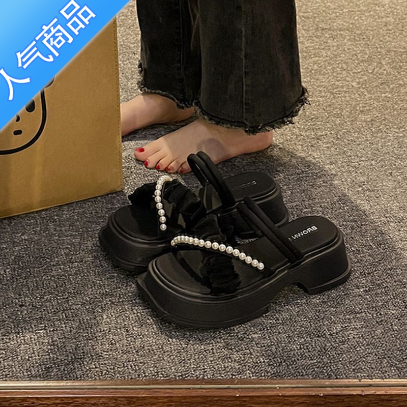 SUNTEK小众高级感凉拖鞋女夏季外穿2023年新款仙女风配裙子厚底沙滩凉鞋