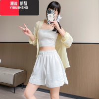 YIBUSHENG冰丝山本短裤女季薄款2024新款高腰休闲阔腿中裤外穿运动五分裤