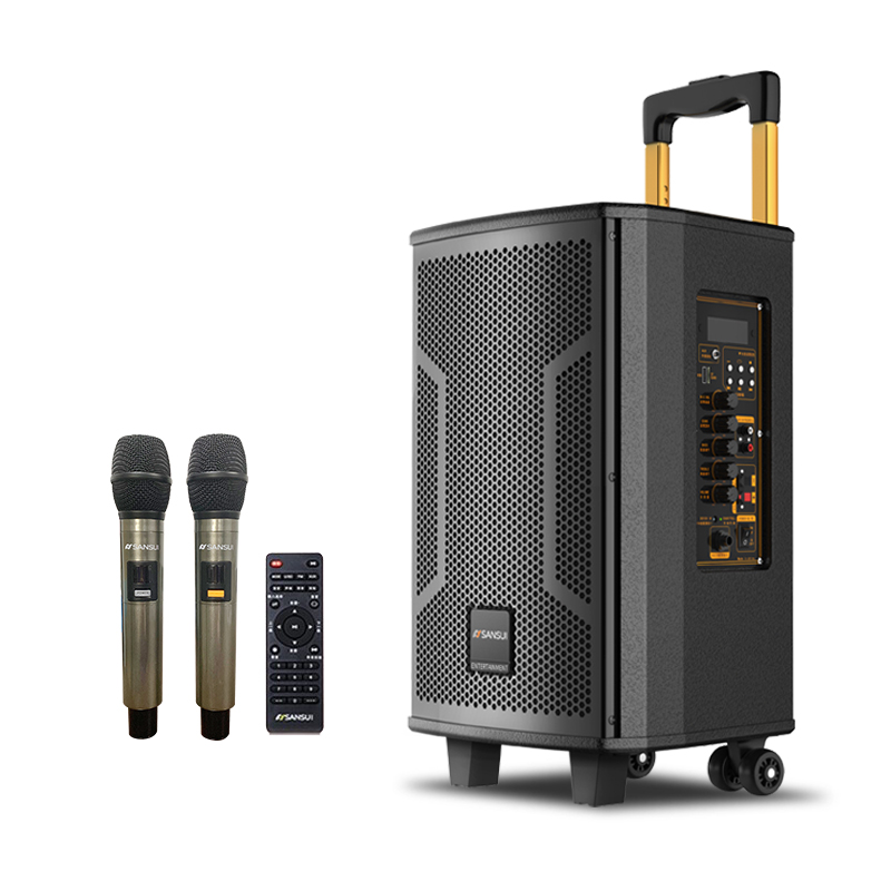 山水(SANSUI) SA5-08跳广场舞音响户外K歌手提拉杆便携式大功率低音炮蓝牙音箱带无线麦克风双话筒套装