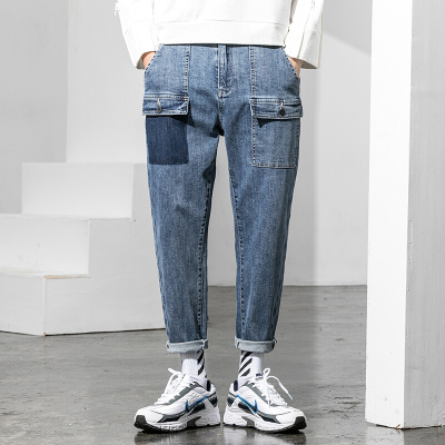 梵克公牛春季小脚常规子男韩版潮流工装裤休闲男士牛仔潮牌百搭蓝色默认颜色28