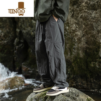 YANXU户外山系休闲裤子男士夏季速干透气登山长裤宽松直筒侧口袋工装裤