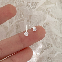 S925纯银迷你锆石小耳钉精致小巧耳饰养耳洞百搭耳环睡觉免摘送女朋友老婆情人节七夕生日礼物