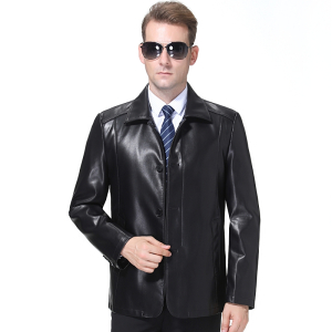 送运费险 正品男装海宁真皮皮衣男士绵羊皮夹克翻领扣子款男式中老年单皮大码薄外套官方旗舰店特卖特卖