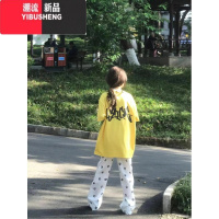 YIBUSHENG国潮牌美式字母黄色短袖t恤女2024季新款宽松bf慵懒风上衣