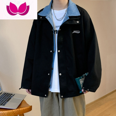 七斓假夹克男士韩版潮流帅气ins港风外套网红炸街原宿慵懒风