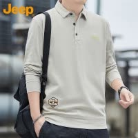 JEEP吉普商务休闲长袖T恤男士春季2025新款时尚百搭简约修身上衣