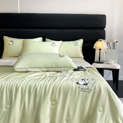 A类母婴级冰丝夏被四件套夏季水洗真丝空调被薄被子可机洗夏凉被3