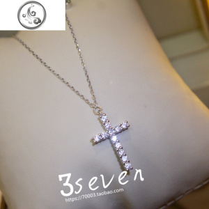 S925纯银满钻微镶钻项链锁骨链银饰简约吊坠网红闺蜜女 JiMi 通体925纯银项链