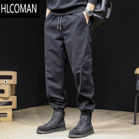 HLCOMAN加绒工装裤子男潮牌束脚款2023新款宽松大码男士休闲男裤男款