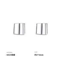 925纯银曲面小方形简约耳钉男女养耳洞耳环耳饰时尚2025新送女朋友老婆情人节七夕生日礼物