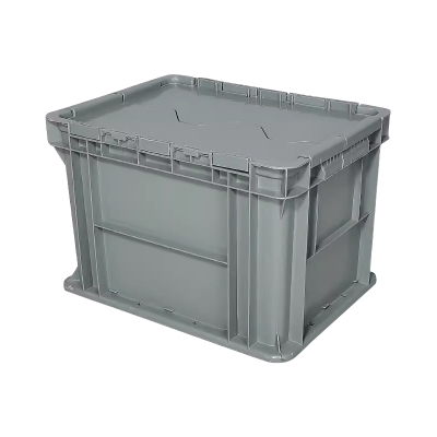 臻远ZY-SNXD-136斜插翻盖物流箱收纳周转箱带盖子 3号箱灰色