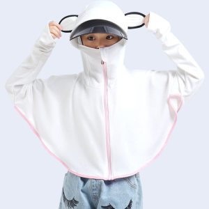 儿童不防晒衣冰丝夏季不防紫外线女孩男孩透气连帽防晒服皮肤衣升