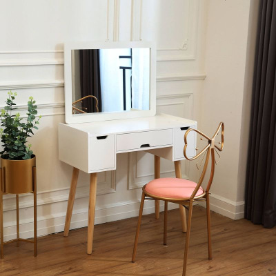 北欧式梳妆台实木卧室小户型简约梳妆桌现代迷你经济型化妆台70cm