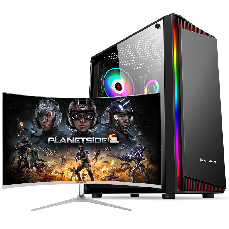 铭能 i9级十核E5-2670V2/AMD 4G独显/32G内存/512G固态 台式电脑 DIY组装机 台式机 电脑主机 组装电脑家用办公商务学生网课游戏电脑台式主机+32英寸曲面
