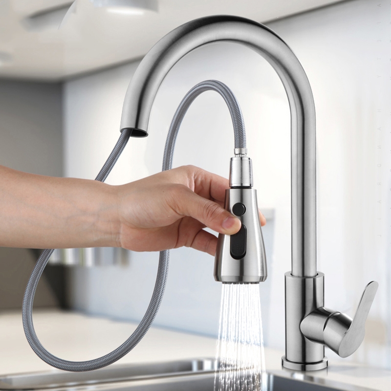 藤印象厨房不锈钢水龙头抽拉式洗菜盆冷热万向伸缩防溅头洗碗池花洒