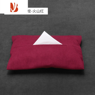 三维工匠车载纸巾盒挂式简约高端汽车遮阳板扶手箱车内车用抽纸盒高级创意 火山红[翻毛皮]送无染高品纸巾