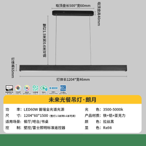 雷士照明全光谱未来光一字餐厅灯吊灯现代极简约餐桌灯吧台长条灯