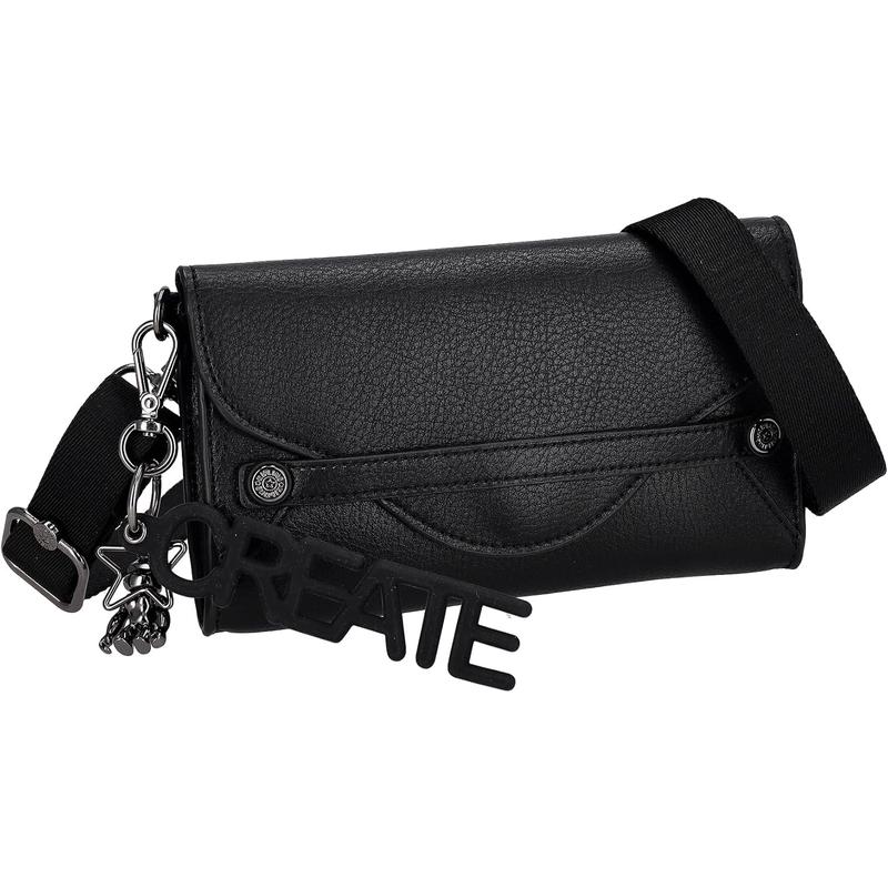 Kipling凯浦林单肩包女轻便实用百搭容量大黑色字母挂饰金属扣