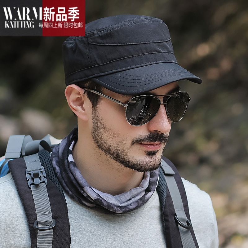 shanchao夏季平顶帽男登山薄款休闲速干新款帽子男士太阳鸭舌