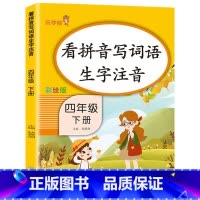 [4下]看拼音写词语 小学四年级 [正版]2022新版 四年级下册语文同步训练练习册看拼音写词语语文英语阅读理解专项训练