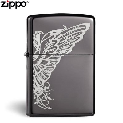 原装正品ZIPPO打火机黑冰折翼天使之宝专柜正版男士火机zppo芝宝黑冰折翼天使