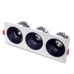 LED射灯 防眩光 嵌入式 白架+黑杯-三头15W*3白光