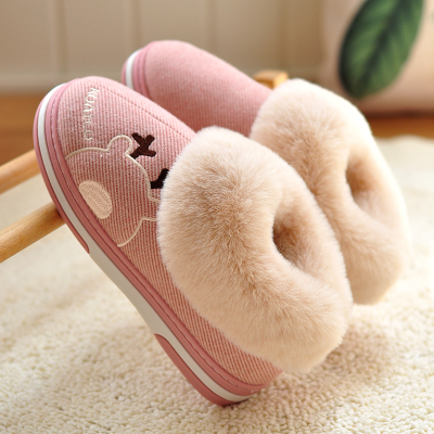 七色王国包跟女棉拖鞋带后跟厚底冬季室内防滑家用加绒秋冬家居男保暖棉鞋拖鞋