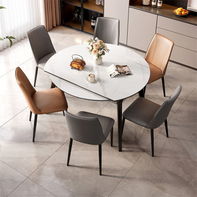 全友家居餐桌现代简约可伸缩方圆两用小户型客厅餐厅家具带转盘吃饭桌