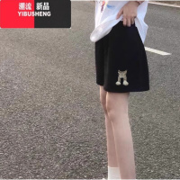 YIBUSHENG休闲裤女短裤季小个子宽松百搭黑色直筒五分裤跑步运动阔腿裤潮