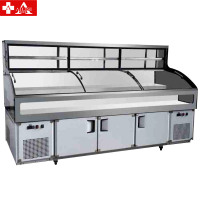 埃利斯(AILISI)冰台柜平台柜 展示柜点菜柜商用饭店烧烤菜品三温5阶不锈钢双温冷藏冷冻冰台柜工作台铜管三温1.8米