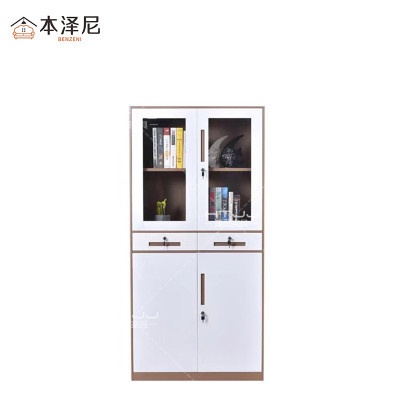 本泽尼 咖白中二抽 窄边办公柜 HTZ-G0579 850*390*1800mm 组