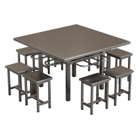 臻远 ZY5110231 不锈钢餐桌椅食堂桌椅组合 1.2米方形餐桌(含凳子)