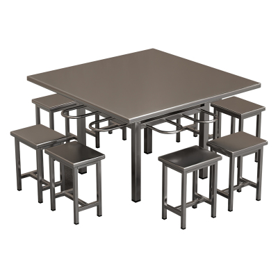 臻远 ZY5110231 不锈钢餐桌椅食堂桌椅组合 1.2米方形餐桌(含凳子)