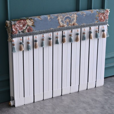 欧式暖气片罩装饰罩子布艺防尘套老式遮挡盖布遮挡帘保护套卫 流光四溢蓝色 长度80cm*厚度10cm*高度(含穗)20cm