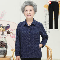迪鲁奥（DILUAO)奶奶装秋装衬衫外套纯棉中老年女装衬衣60-70岁老年人衣服80妈妈装老太太上衣送外婆