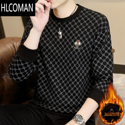 HLCOMAN男士卫衣2023加绒加厚上衣p暖衣服冬季T恤长袖秋衣打底衫男