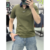 夏季新款短袖简约个性V领Polo衫男士半袖半截袖打底衫T恤男装体恤