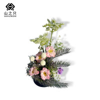 山之只 新中式山茶+孔雀仿真花摆件 MZ0144 个