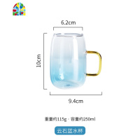 冷水壶玻璃可高温家用大容量北欧凉水壶水杯水具套装带托盘云石蓝 FENGHOU 6杯+绿铁盘小+6勺
