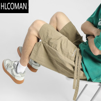 HLCOMAN紫色多巴胺刺绣伞兵短裤男夏季户外速干梭织运动沙滩裤五分裤