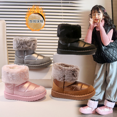 冬季新款儿童雪地靴男童加棉保暖棉鞋女童学生靴子