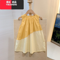 YIBUSHENG女宝裙子甜美韩系2024新款拼色连衣裙无袖宽松洋气中小童款服装