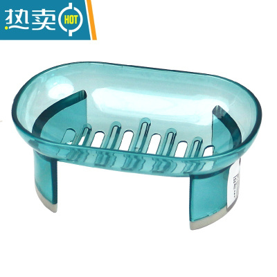 敬平卫生间创意香皂盒沥水高脚无盖透明皂架学生宿舍洗衣个性肥皂盒 蓝色